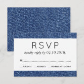 Denim Fabric, Denim Texture, Blue Denim, Wedding RSVP Kaartje (Voorkant / Achterkant)