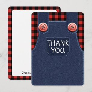 Denim & Flannel Schattige als een Button Thank You Kaart
