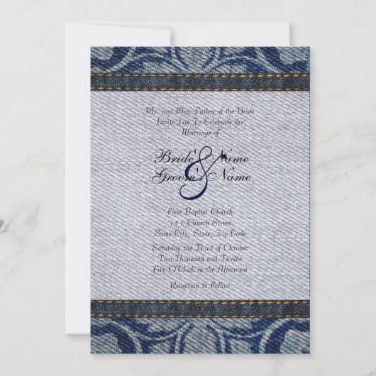  Denim Floral Wedding Uitnodiging (Voorkant)