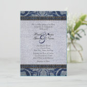  Denim Floral Wedding Uitnodiging (Staand voorkant)