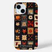 Denim Folk Art Quilt Patroon | rustieke herfstpatc Case-Mate iPhone Case (Achterkant)