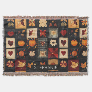 Denim Folk Art Quilt Patroon rustieke herfstpatc Deken