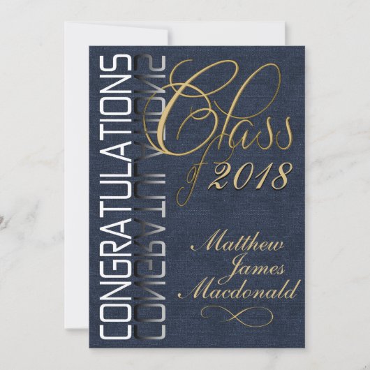 Denim Formal Graduation Party Invitation Kaart (Voorkant)