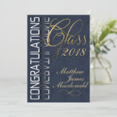 Denim Formal Graduation Party Invitation Kaart (Staand voorkant)