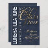 Denim Formal Graduation Party Invitation Kaart (Voorkant / Achterkant)