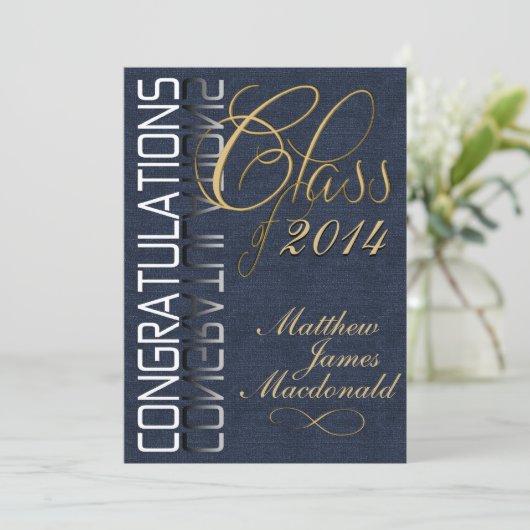 Denim Formal Graduation Party Invitation Kaart (Staand voorkant)