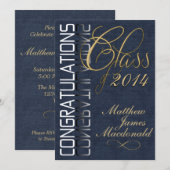 Denim Formal Graduation Party Invitation Kaart (Voorkant / Achterkant)