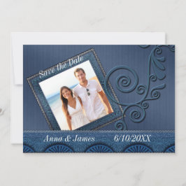 Denim Foto Save the Date Kaart