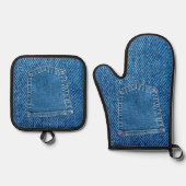 Denim Fun Pocket Jeans Look Ovenwant & Pannenlap Set (Voorkant)