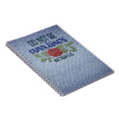 Denim Geborduurde-look Schrift Notitieboek (Rechterzijde)