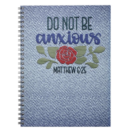 Denim Geborduurde-look Schrift Notitieboek (Voorkant)