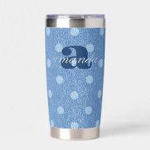 Denim Gewassen Stippenprint