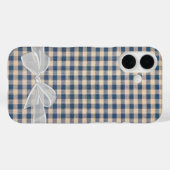 Denim Gingham met witte boog Case-Mate iPhone Case (Achterkant (horizontaal))