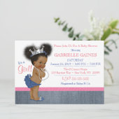 Denim Girl Baby shower Uitnodiging gepersonaliseer (Staand voorkant)