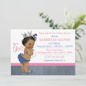 Denim Girl Baby shower Uitnodiging gepersonaliseer (Staand voorkant)