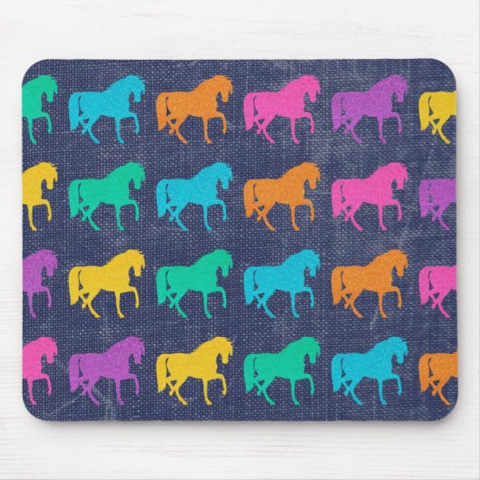 Denim Glitter Horses Design Muismat (Voorkant)