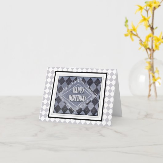 Denim Happy Birthday - Blank Kaart (Gele Bloem)