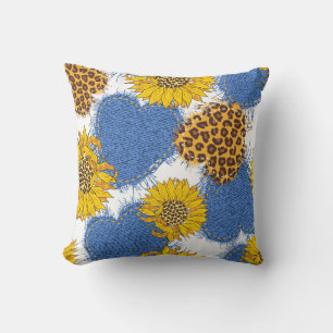 Denim-harten gemaakt van weefsel met gedraaide ran kussen