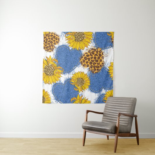 Denim-harten gemaakt van weefsel met gedraaide ran wandkleed (In situ)