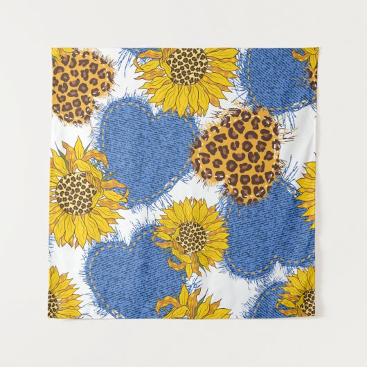 Denim-harten gemaakt van weefsel met gedraaide ran wandkleed (Voorkant)