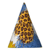 Denim Harten Luipaard Zonnebloemen Patroon Feesthoedjes (Rechts)