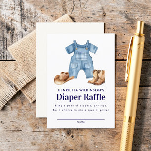 Denim Hoed Laarzen Baby Shower luiers raffle Informatiekaartje