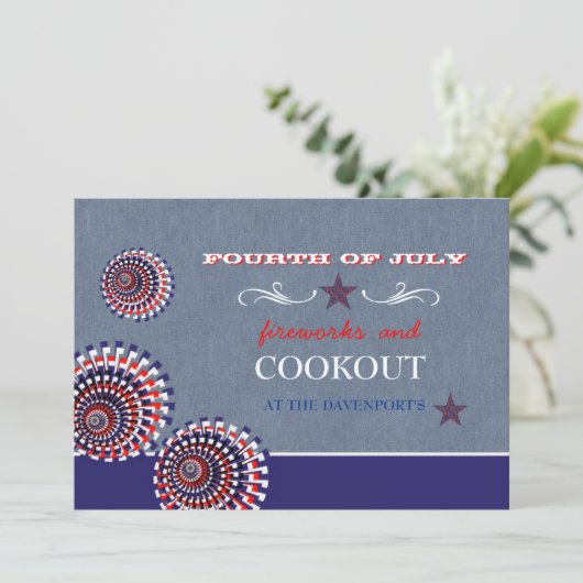 Denim Holiday Uitnodiging (Staand voorkant)