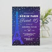Denim in Parijs Glitter Elegant Paars Sweet 16 Kaart (Staand voorkant)