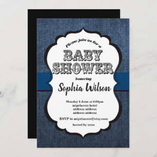 Denim Invitation , Baby shower Kaart