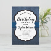 Denim Invitation, verjaardagsfeest Kaart (Staand voorkant)