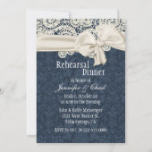 Denim & Ivory Lace Wedding Rehearsal Dinner Kaart (Voorkant)