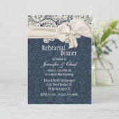 Denim & Ivory Lace Wedding Rehearsal Dinner Kaart (Staand voorkant)