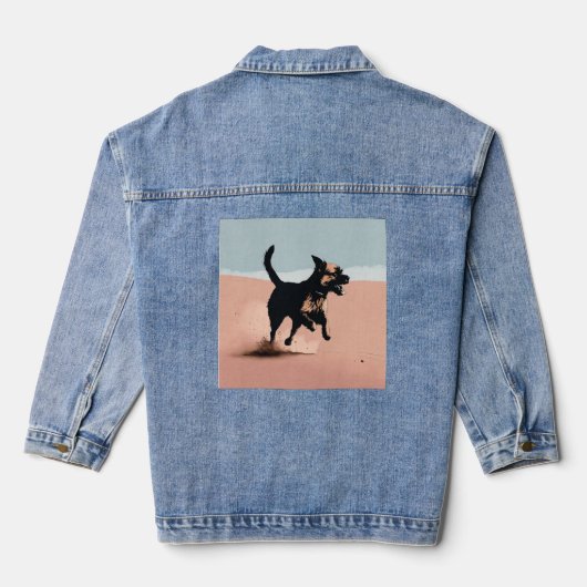 Denim Jacket bedrukte hond (Achterkant)
