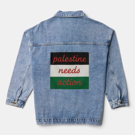 Denim Jacket Palestine needs Action (Achterkant)