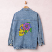 Denim Jacket With Abstract Skull and Flower Art (Hangar)