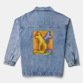 Denim Jacket With Floral Cats Pencil Art (Achterkant)