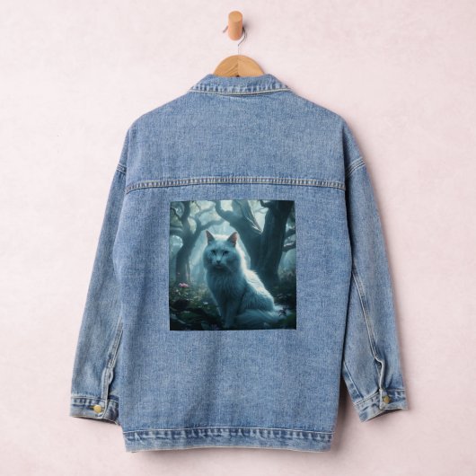 Denim Jacket witte kat op de rug (Hangar)