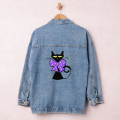 Denim jas blauw Paarse zwarte kat Jacket (Hangar)
