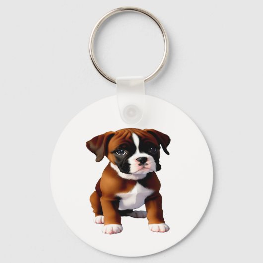 Denim Jas Boxer Hond Sleutelhanger (Voorkant)