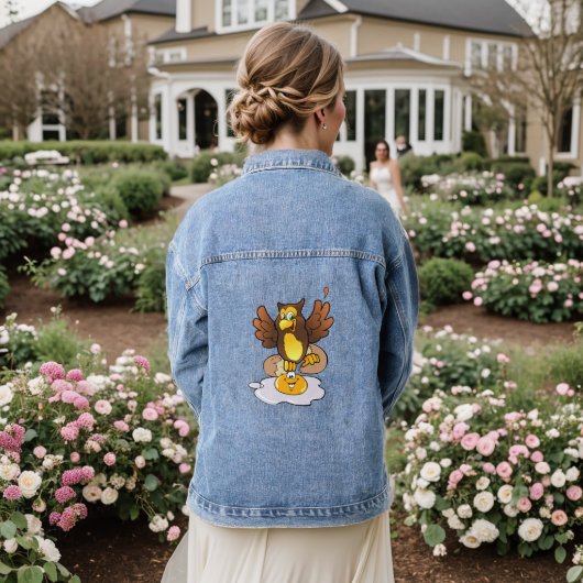 Denim jas eieren uil jacket (Huwelijk Achterkant)