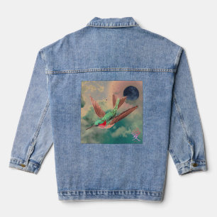 DENIM JAS KOLIBRIE MET NACHTELIJKE HEMEL ZWARTE MA DENIM JACKET