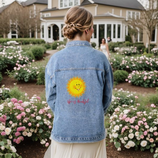 Denim jas Life is Beautiful Sun Bloemig Jacket (Huwelijk Achterkant)