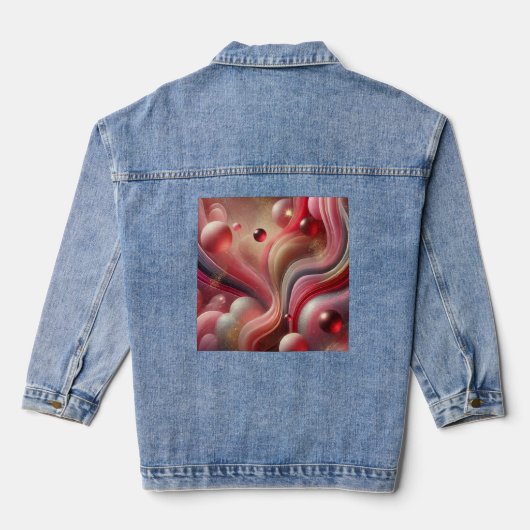 Denim jas met Abstracte Art Patch Jacket (Achterkant)