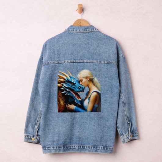 Denim jas met blauwe draak en meisje ontwerp denim jacket (Hangar)