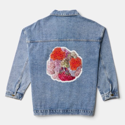 Denim jas met bloemen jacket (Achterkant)