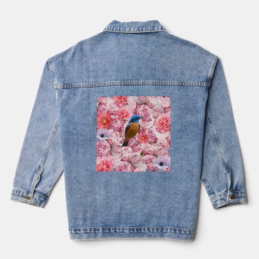 Denim jas met bloemen jacket (Achterkant)