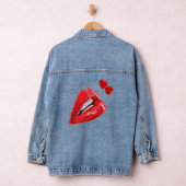 Denim jas met rode lippen jacket (Hangar)