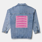 Denim Jas met Roze GODdidDESS letters Denim Jacket (Achterkant)