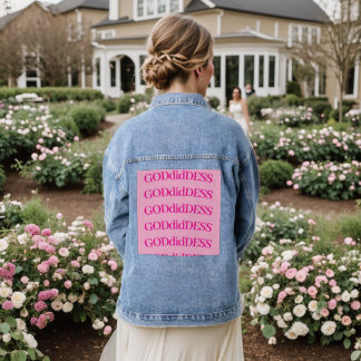 Denim Jas met Roze GODdidDESS letters Denim Jacket
