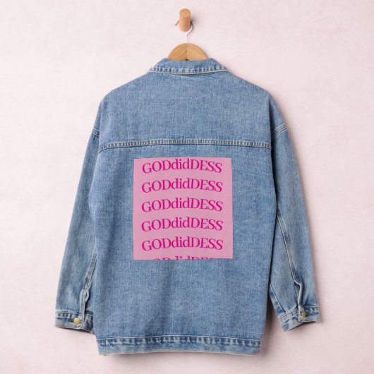 Denim Jas met Roze GODdidDESS letters Denim Jacket (Hangar)